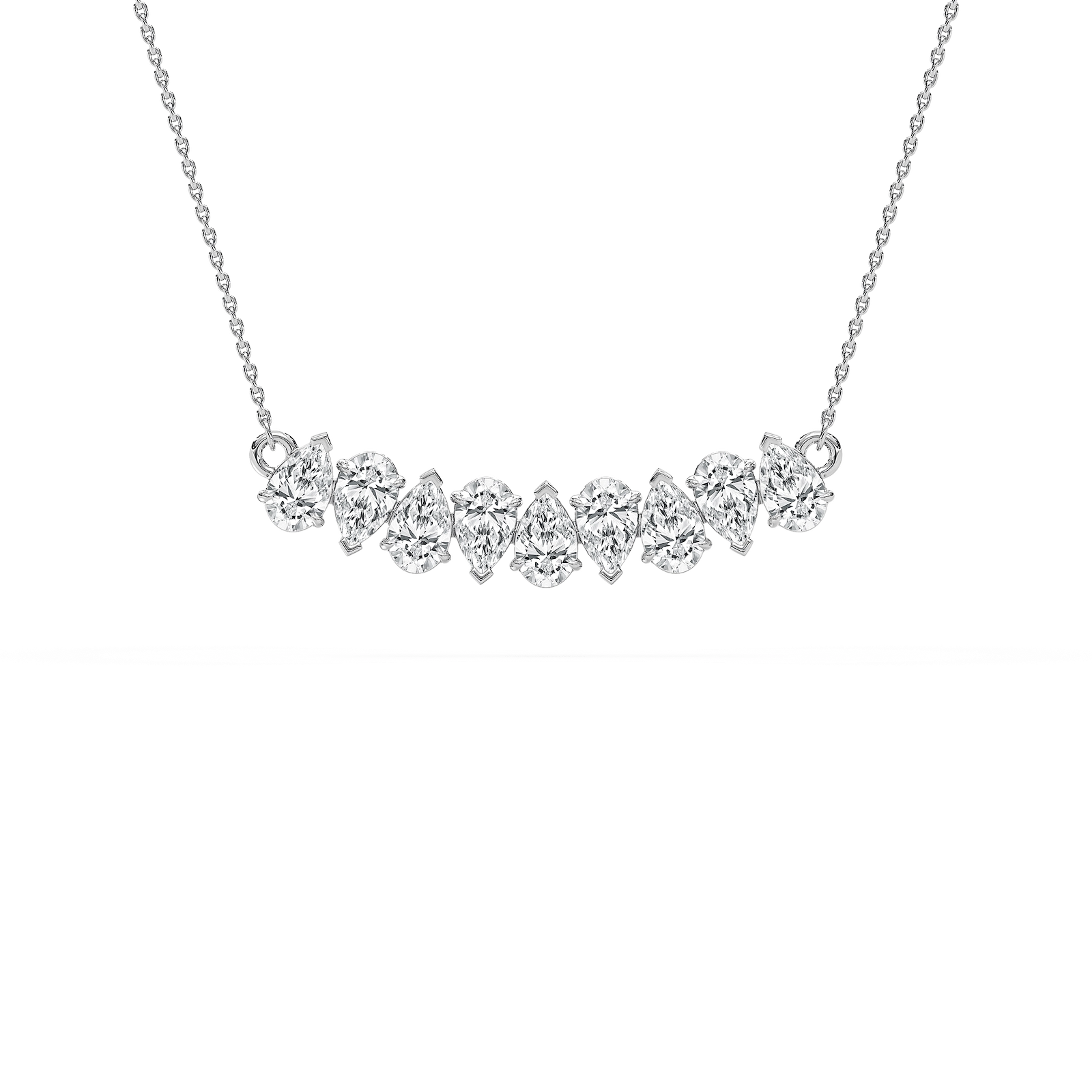 Nine-Stone Pear Diamond Necklace in Rose Gold