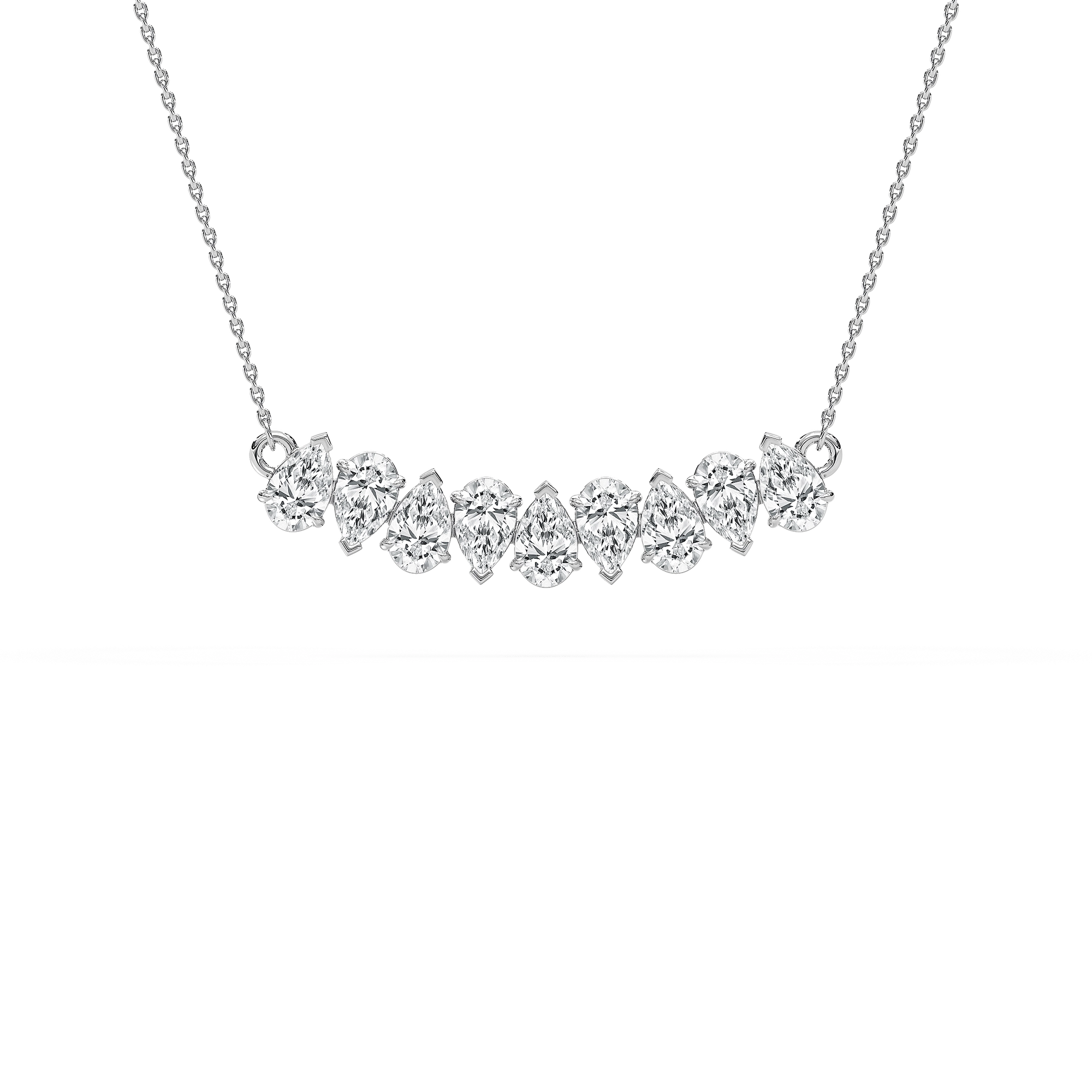 Nine-Stone Pear Diamond Necklace in Rose Gold