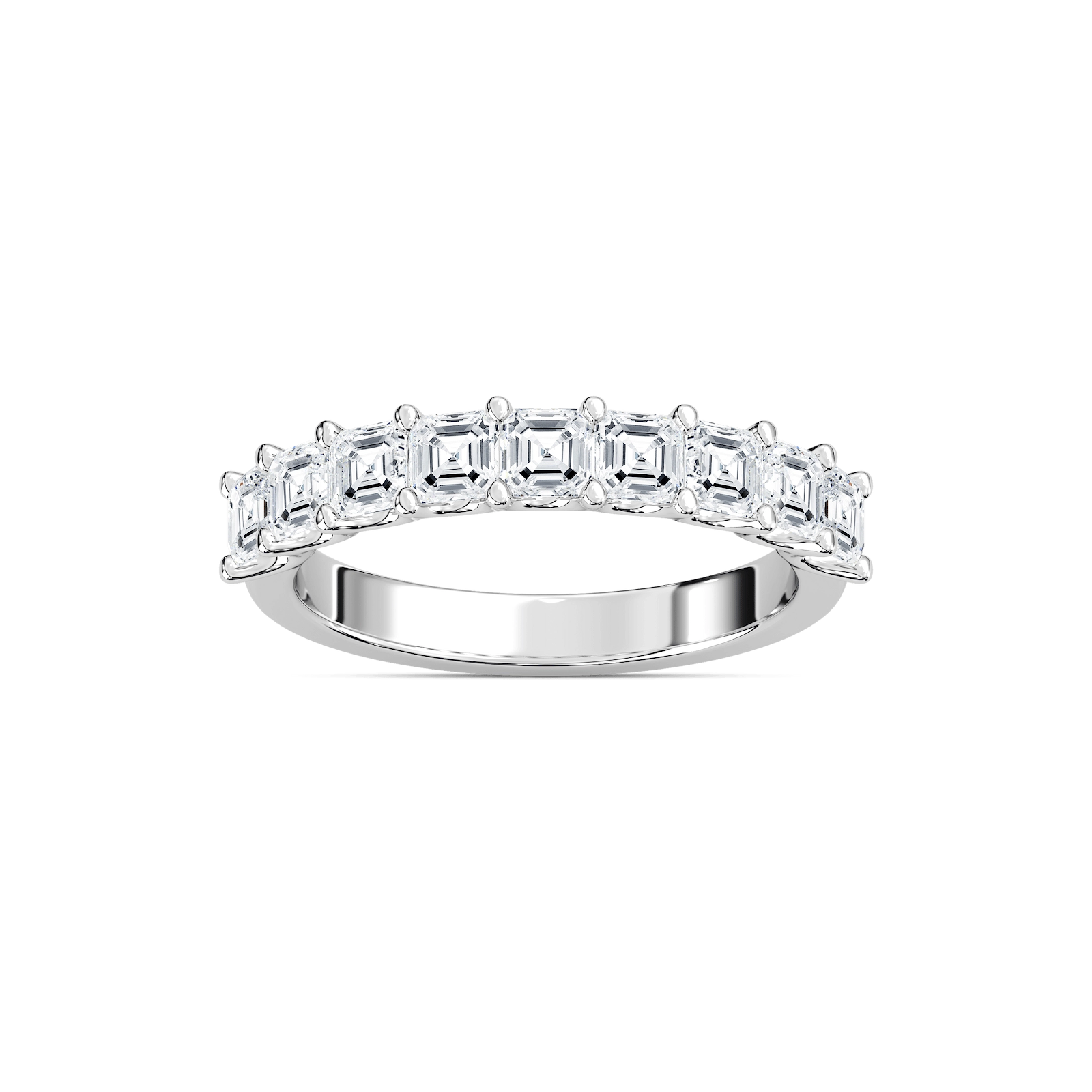 Jude 1 ⅕ ctw Asscher Lab Grown Diamond Nine Stone U Prong Anniversary Band