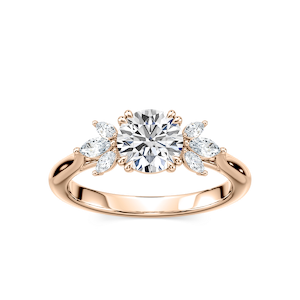 Saffron Lab Grown Diamond Flower Side Stone Engagement Ring