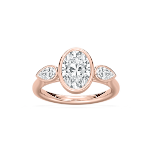 Nova 2 ½ ctw Oval Lab Grown Diamond Bezel Set Three Stone Engagement Ring