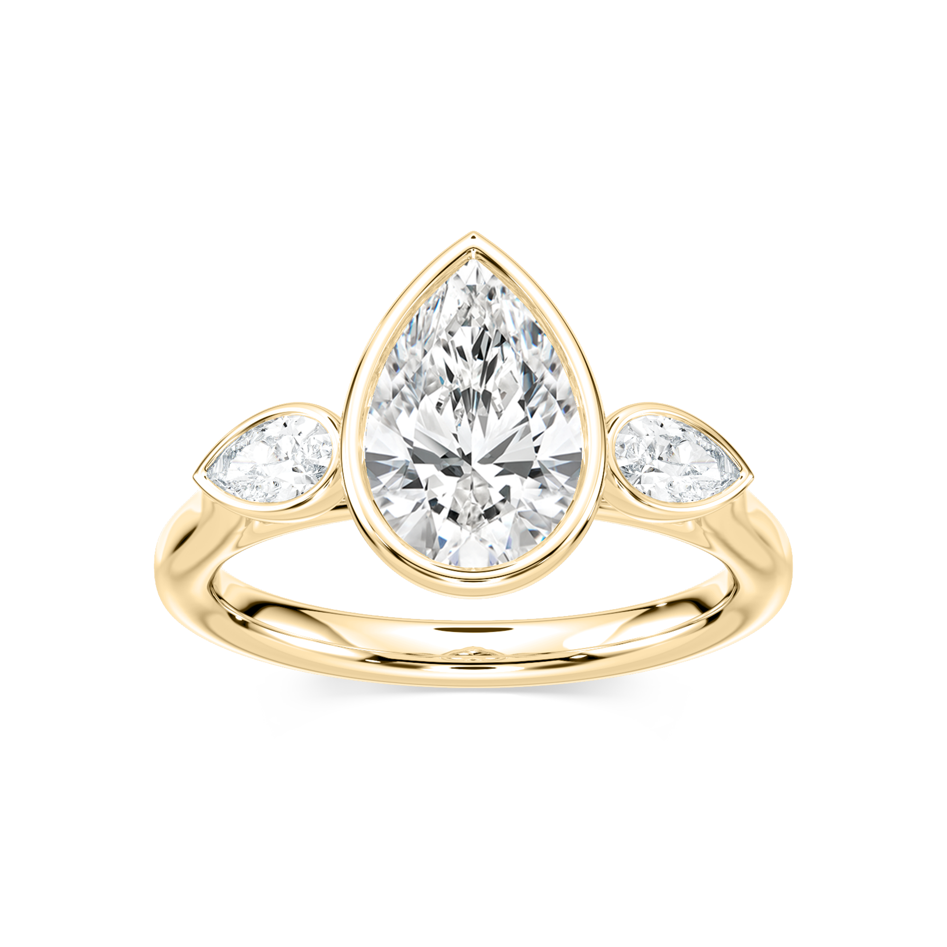 Nova Pear Three Stone Ring with 2.0ctw Lab-Grown Diamonds (G/VS2) in 14K Yellow Gold