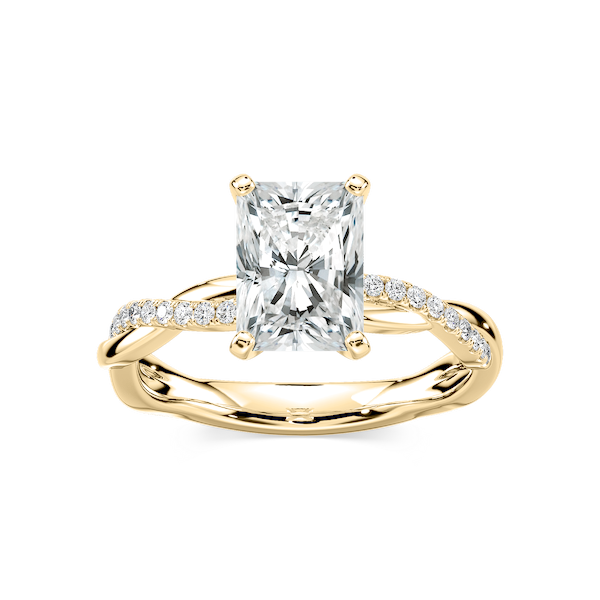 Valentina Radiant Lab Grown Diamond Petite Twist Side Stone Engagement Ring