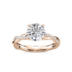 Valentina Round Lab Grown Diamond Petite Twist Side Stone Engagement Ring