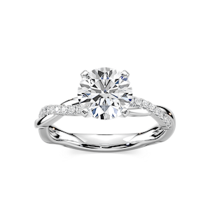 Valentina Round Lab Grown Diamond Petite Twist Side Stone Engagement Ring