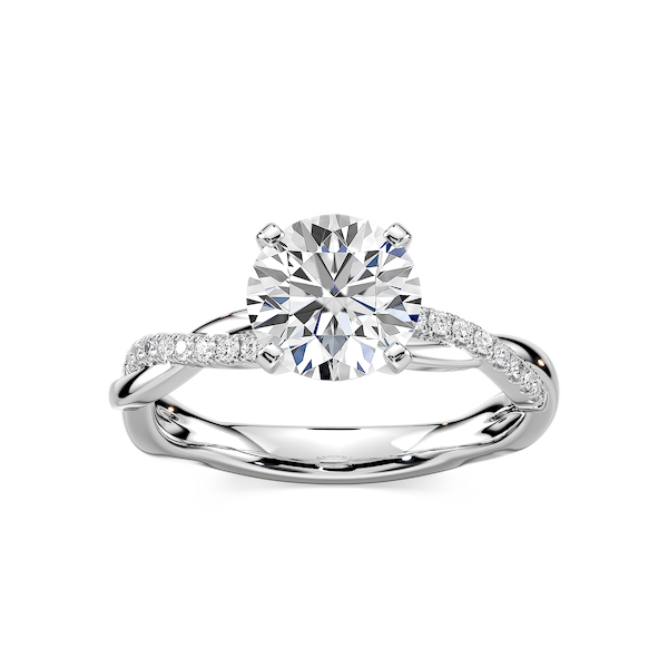 Valentina Round Lab Grown Diamond Petite Twist Side Stone Engagement Ring