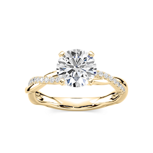 Valentina Round Lab Grown Diamond Petite Twist Side Stone Engagement Ring