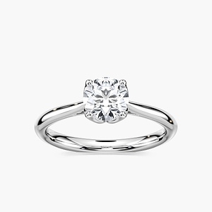 Odessa Round Lab Grown Diamond Flower Petal Solitaire Engagement Ring
