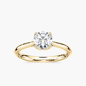 Odessa Round Lab Grown Diamond Flower Petal Solitaire Engagement Ring