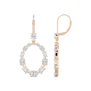 3 ½ ctw Emerald, Oval and Round Lab Grown Diamond Open Circle Drop Earrings