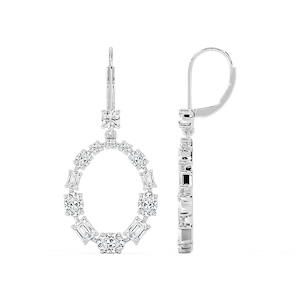 3 ½ ctw Emerald, Oval and Round Lab Grown Diamond Open Circle Drop Earrings