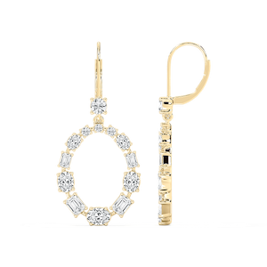 3 ½ ctw Emerald, Oval and Round Lab Grown Diamond Open Circle Drop Earrings