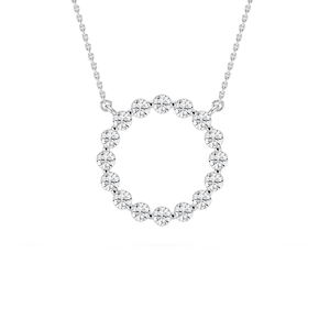 1 ctw Round Lab Grown Diamond Single Shared Prong Circle Pendant - 18 Inches