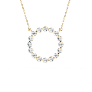 1 ctw Round Lab Grown Diamond Single Shared Prong Circle Pendant - 18 Inches