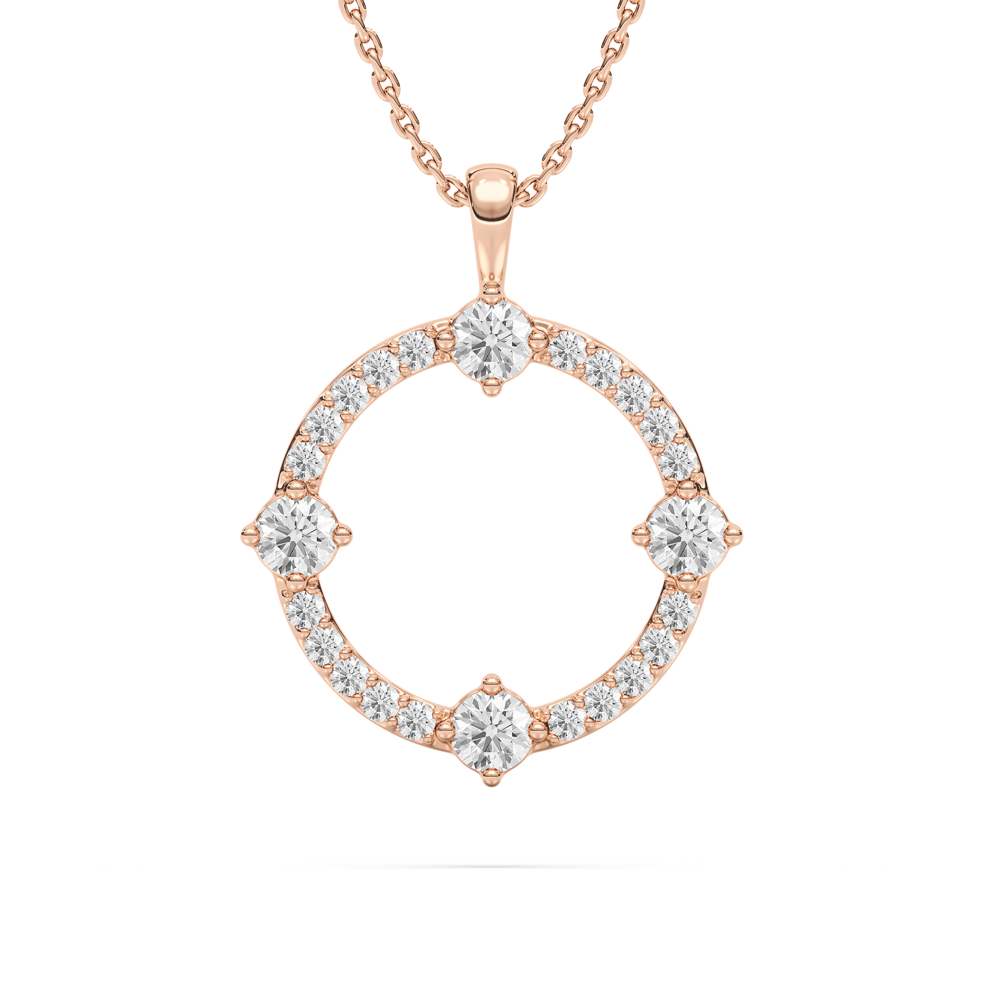 5/8 ctw Round Lab Grown Diamond Open Compass Pendant  - 18 Inches