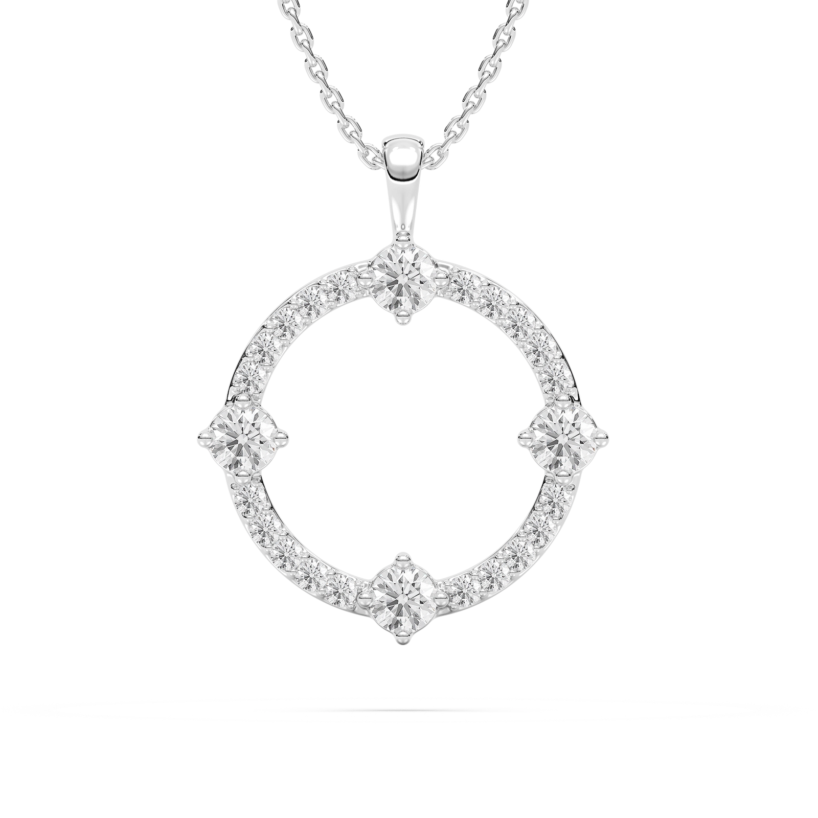 5/8 ctw Round Lab Grown Diamond Open Compass Pendant  - 18 Inches