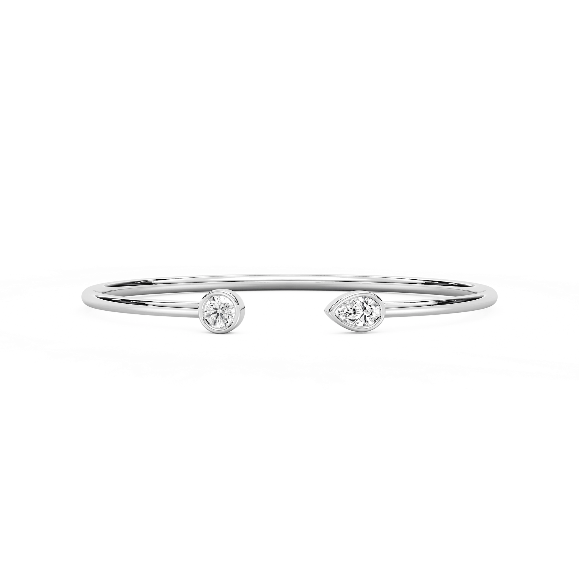 1 ctw Emerald And Heart Lab Grown Diamond Bezel Set Cuff Bracelet - 7.5 Inches