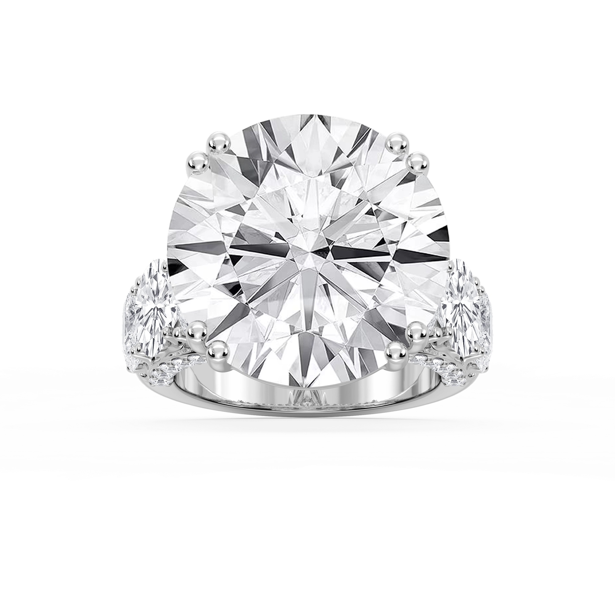 Ophelia 27 ¼ ctw Round Lab Grown Diamond Graduated Side Stone Engagement Ring - Signature Collection