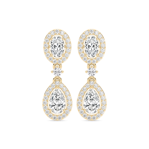 2 ³/₄ ctw Oval and Pear Lab Grown Diamond Double Halo Drop Earrings