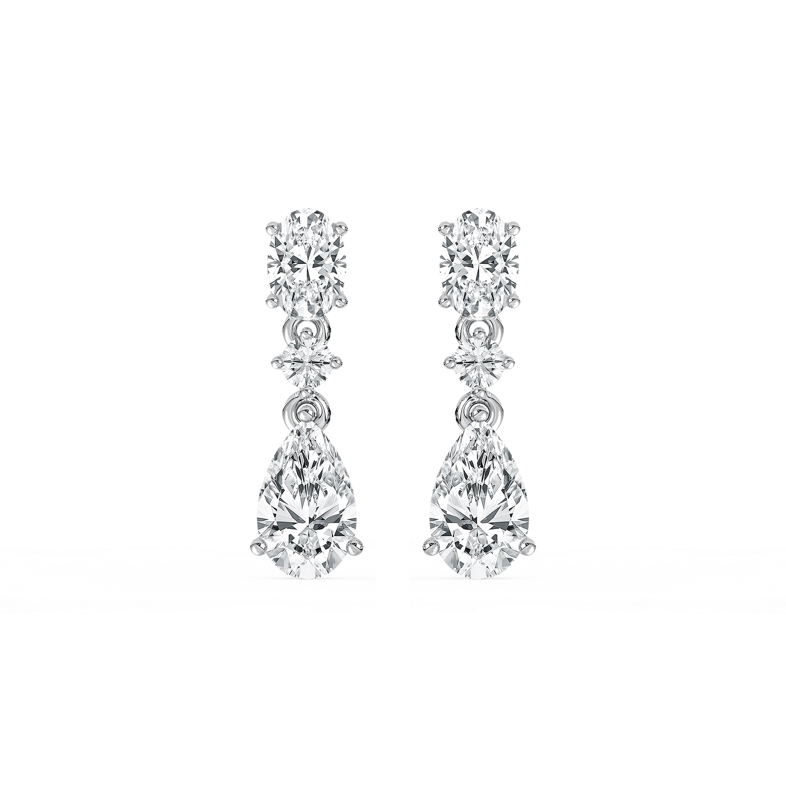 1 ²/₃ ctw Oval and Pear Lab Grown Diamond Trio Drop Earrings