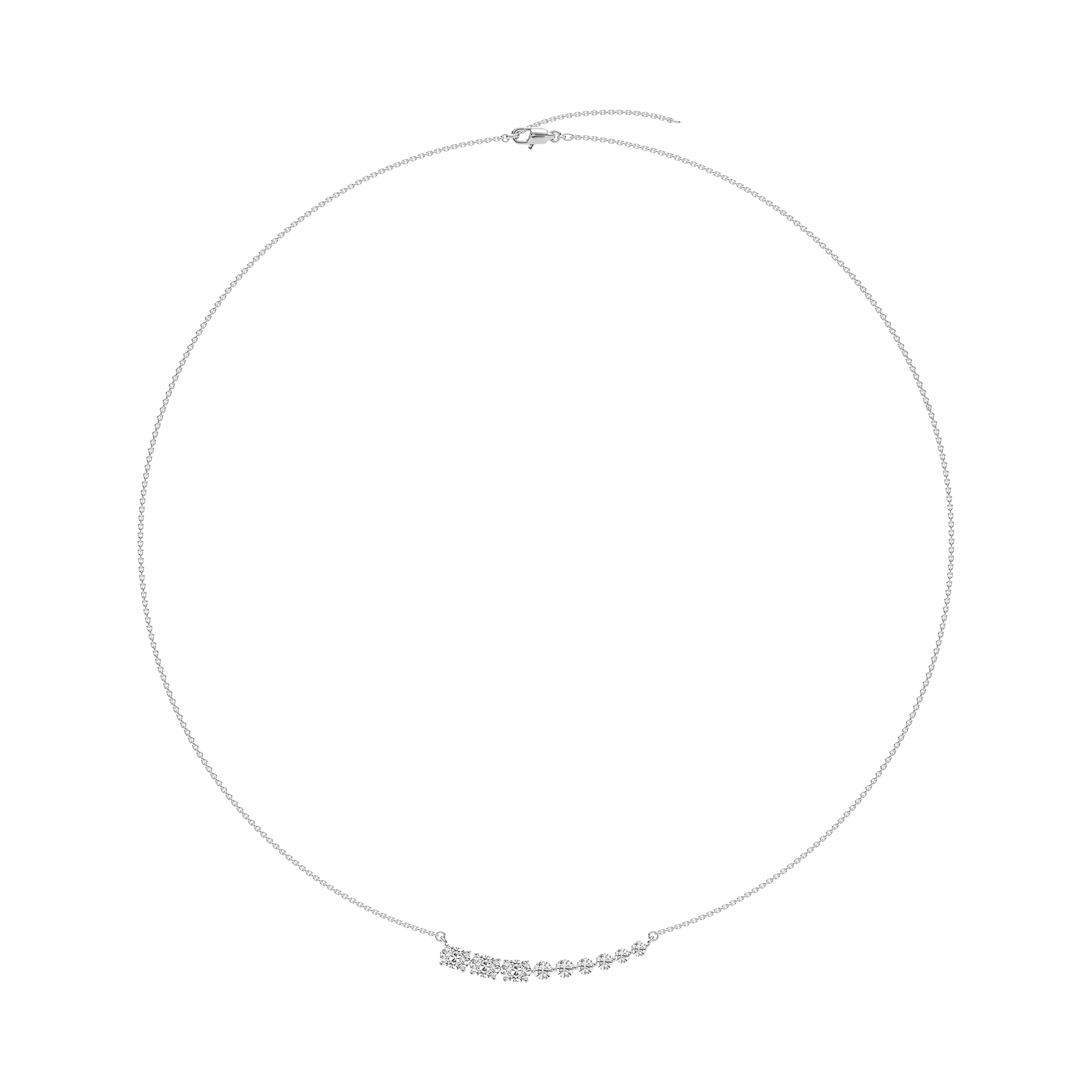 Oval and Round Bar Necklace in Rose Gold