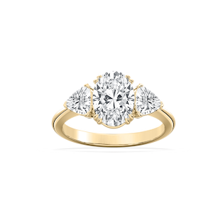 Kelsey Oval Lab Grown Diamond with Trillion Sides Three Stone Engagement Ring