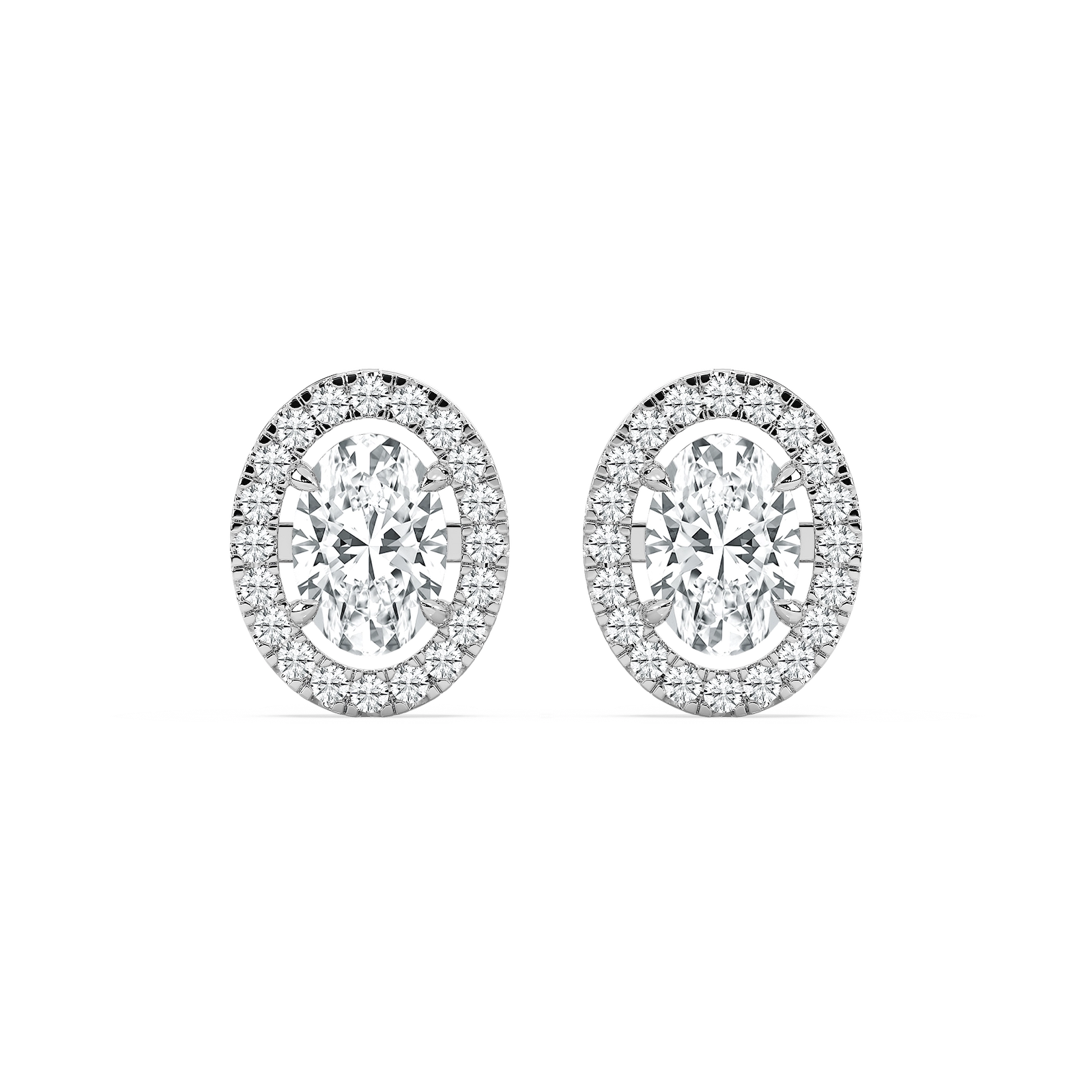 2 ⅖ ctw Oval Lab Grown Diamond Halo Stud Earrings