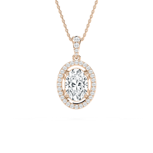2 ⅓ ctw Oval and Round Lab Grown Diamond Halo Pendant - 18 Inches