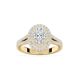 Stella 1 ²⁄₅ ctw Oval Lab Grown Diamond Split Shank Double Halo Engagement Ring