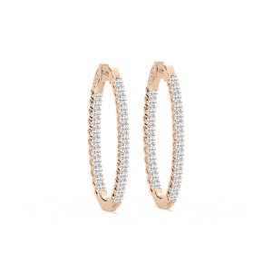 Round Lab Grown Diamond Oval-Shaped Inside-Out Hoop Earrings