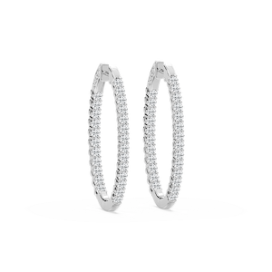 Round Lab Grown Diamond Oval-Shaped Inside-Out Hoop Earrings