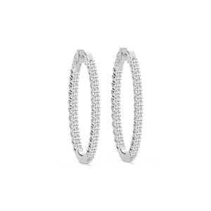 Round Lab Grown Diamond Oval-Shaped Inside-Out Hoop Earrings