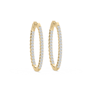Round Lab Grown Diamond Oval-Shaped Inside-Out Hoop Earrings