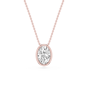 Oval Lab Grown Diamond Bezel Solitaire Slide Pendant - 16 to 18 Inches