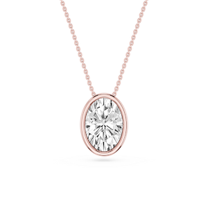 Oval Lab Grown Diamond Bezel Solitaire Slide Pendant - 16 to 18 Inches