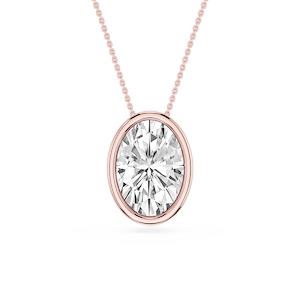 Oval Lab Grown Diamond Bezel Solitaire Slide Pendant - 16 to 18 Inches