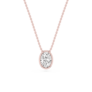 Oval Lab Grown Diamond Bezel Solitaire Slide Pendant - 16 to 18 Inches