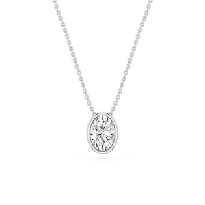Oval Lab Grown Diamond Bezel Solitaire Slide Pendant - 16 to 18 Inches