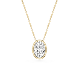 Oval Lab Grown Diamond Bezel Solitaire Slide Pendant - 16 to 18 Inches