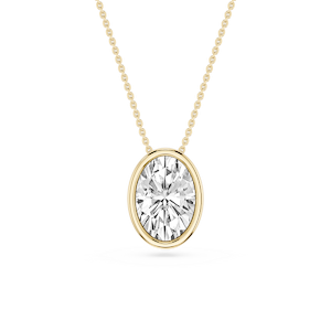 Oval Lab Grown Diamond Bezel Solitaire Slide Pendant - 16 to 18 Inches