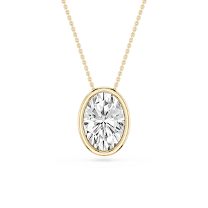 Oval Lab Grown Diamond Bezel Solitaire Slide Pendant - 16 to 18 Inches