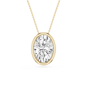 Oval Lab Grown Diamond Bezel Solitaire Slide Pendant - 16 to 18 Inches