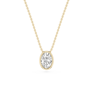 Oval Lab Grown Diamond Bezel Solitaire Slide Pendant - 16 to 18 Inches