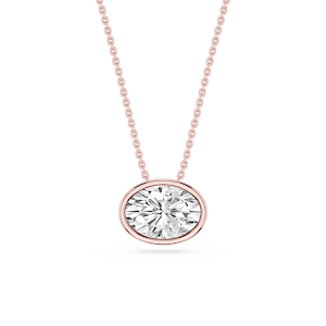Oval Lab Grown Diamond East West Solitaire Pendant - 18 Inches