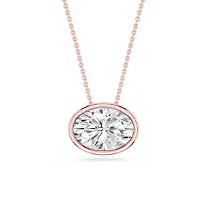 Oval Lab Grown Diamond East West Solitaire Pendant - 18 Inches