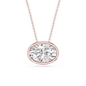 Oval Lab Grown Diamond East West Solitaire Pendant - 18 Inches