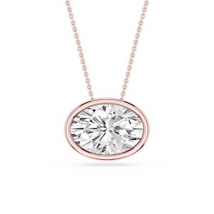 Oval Lab Grown Diamond East West Solitaire Pendant - 18 Inches