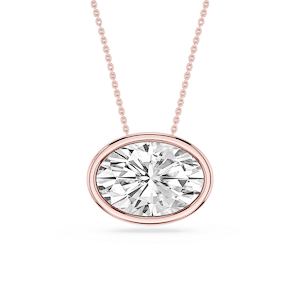 Oval Lab Grown Diamond East West Solitaire Pendant - 18 Inches