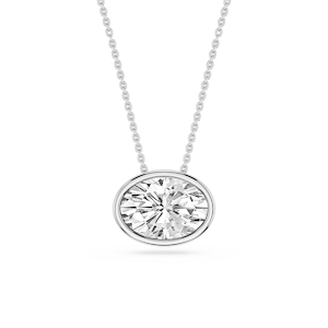 Oval Lab Grown Diamond East West Solitaire Pendant - 18 Inches