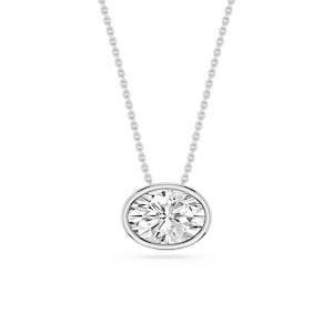 Oval Lab Grown Diamond East West Solitaire Pendant - 18 Inches